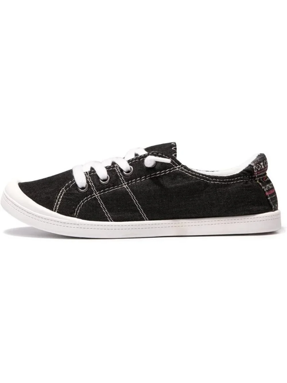 Women's Black Tennis Shoes Classic Canvas Low Top Athletic Running Sneakers